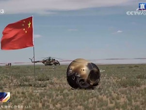 caption: The Chang'e 6 capsule landed in the Chinese province of Inner Mongolia on Tuesday.