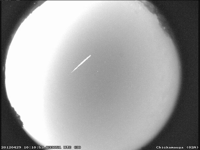 caption: An Eta Aquarid meteor streaks over north Georgia on April 29, 2012.