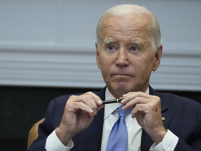 caption: President Biden, seen at the White House on Sept. 25, 2023. The Justice Department has concluded its investigation into classified documents found in Biden's residences and office space.