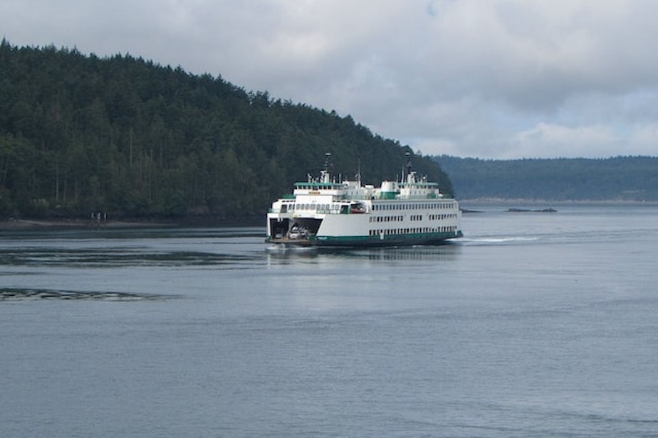 caption: A ferry out of Anacortes, Wash.