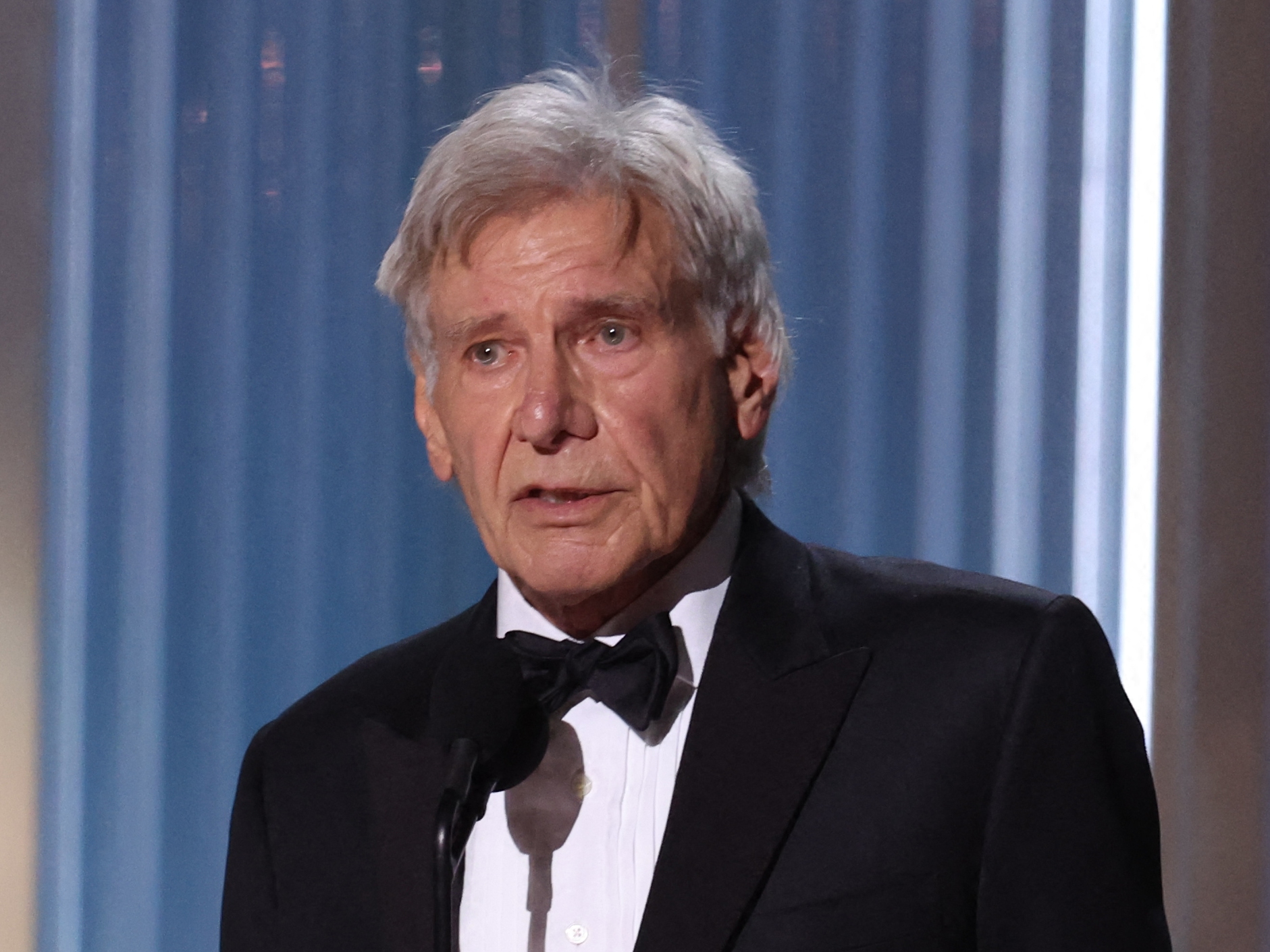 caption: "I'm happy to be the age I am, and have no impulse to hide it," says Harrison Ford. He's shown above accepting the Screen Actors Guild Life Achievement Award in Los Angeles on March 1.