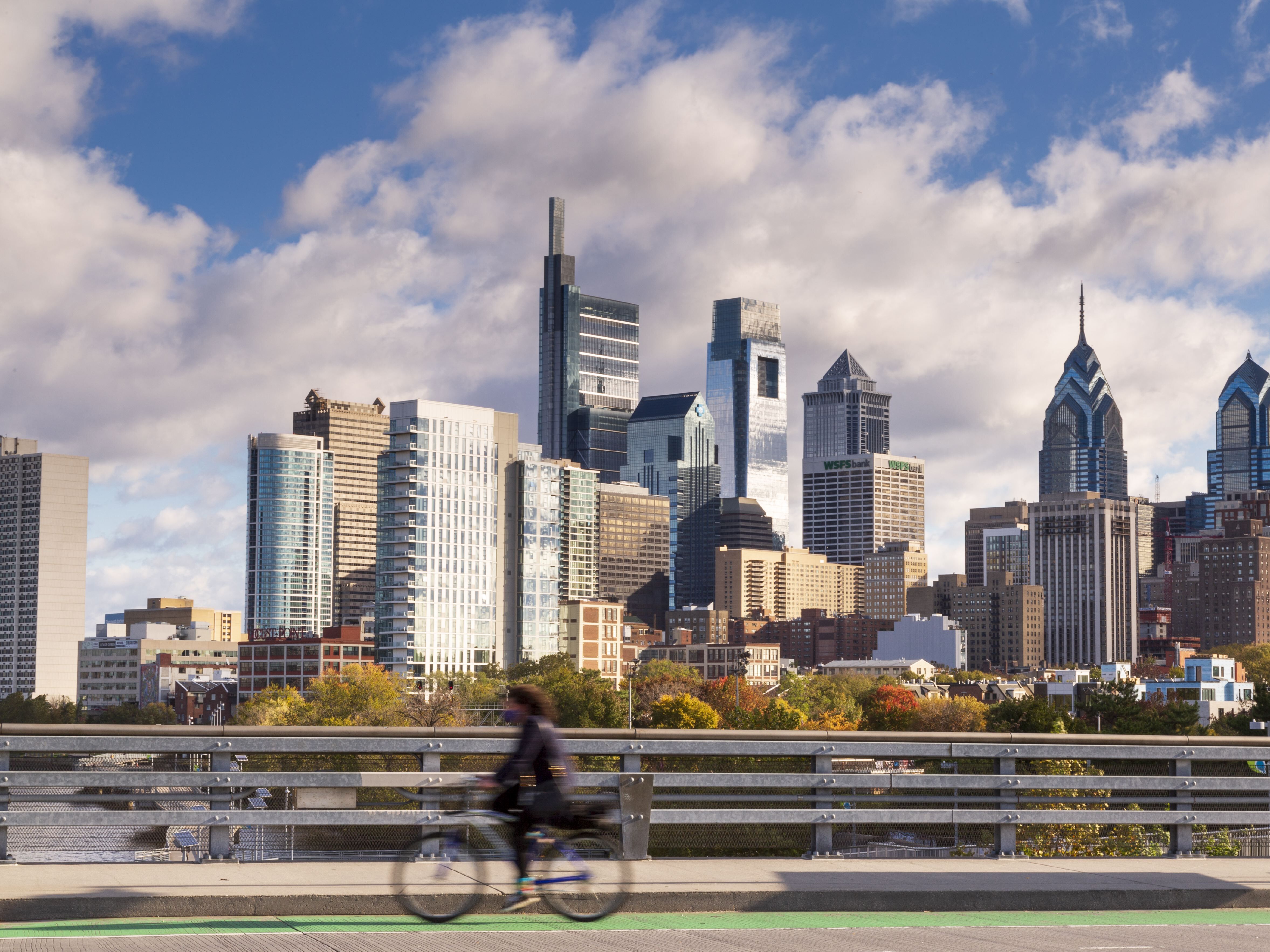 caption: On weekends, Philadelphia's Center City has fully rebounded to its pre-pandemic volume of people out and about. Other cities are also seeing after-hours activity rebound with a vengeance.