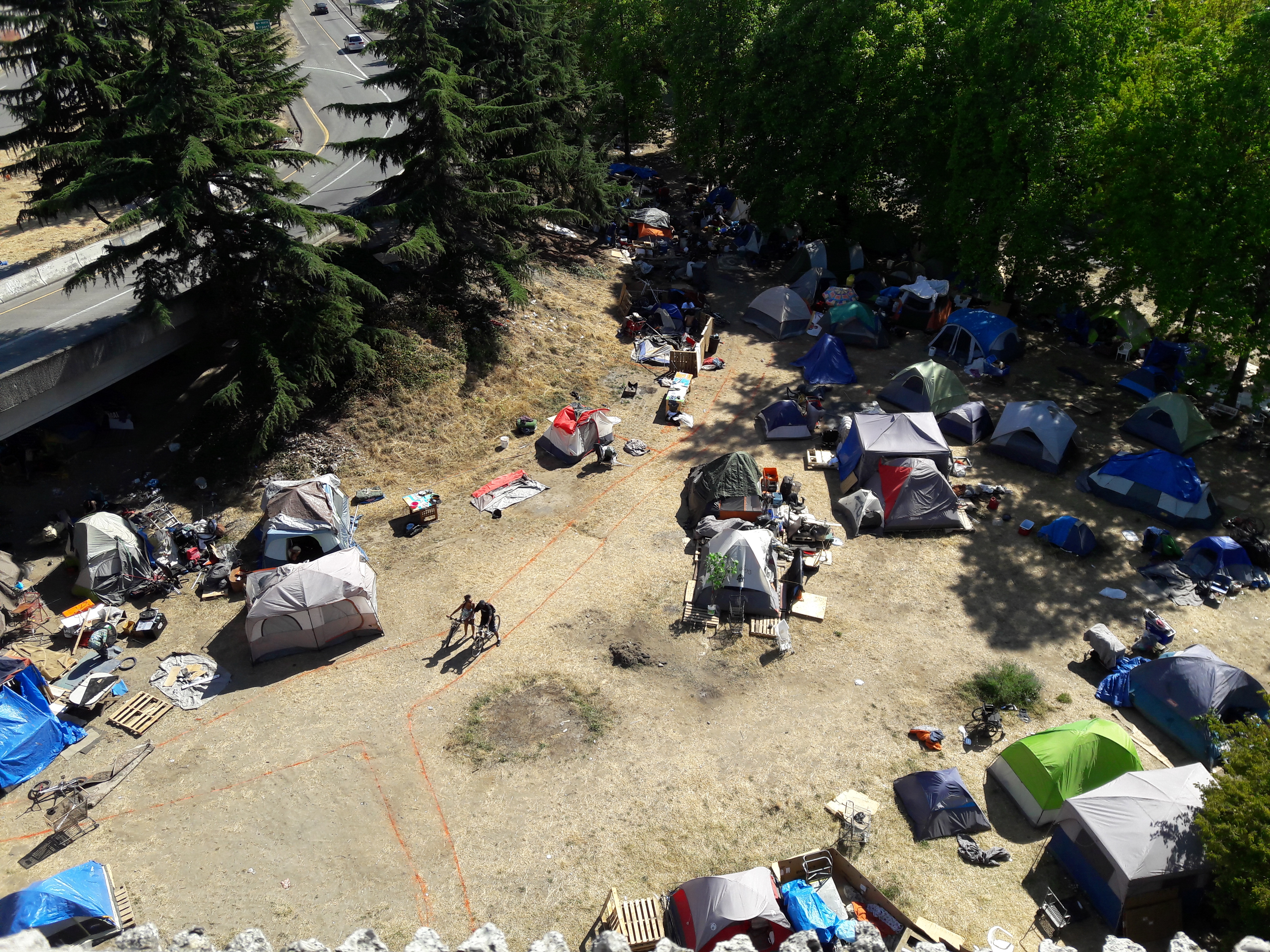 caption: The tent city where Jungle residents are being encouraged to move. 