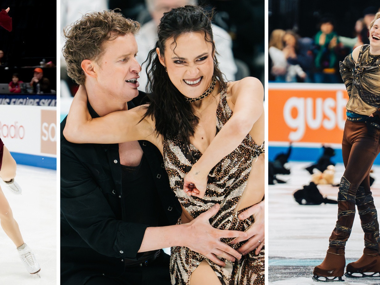 caption: Amber Glenn, Evan Bates, Madison Chock and Ilia Malinin — pictured at the national championships in St. Louis, Mo., in January — are among the 16 figure skaters representing the U.S. at the 2026 Olympics.