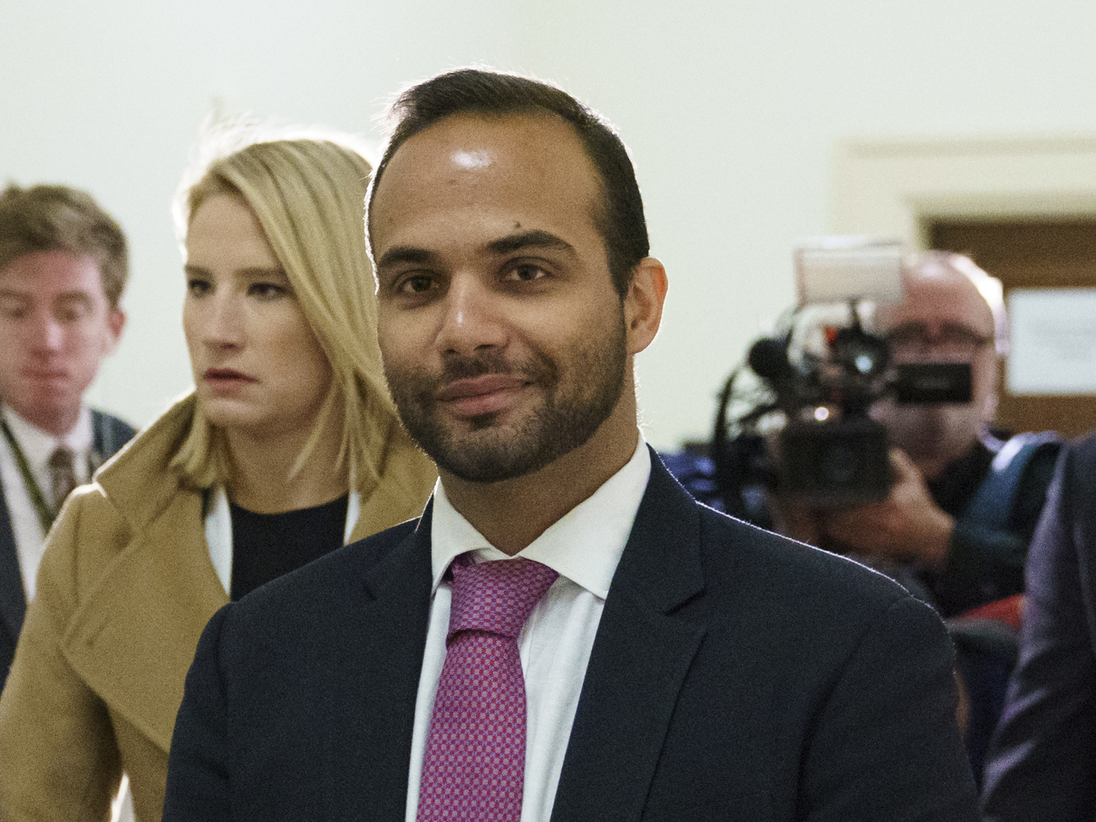 caption: George Papadopoulos, the former Trump campaign adviser who triggered the Russia investigation, filed paperwork on Tuesday to run for the Congressional seat being vacated by Democrat Rep. Katie Hill who is resigning amid an ethics investigation.