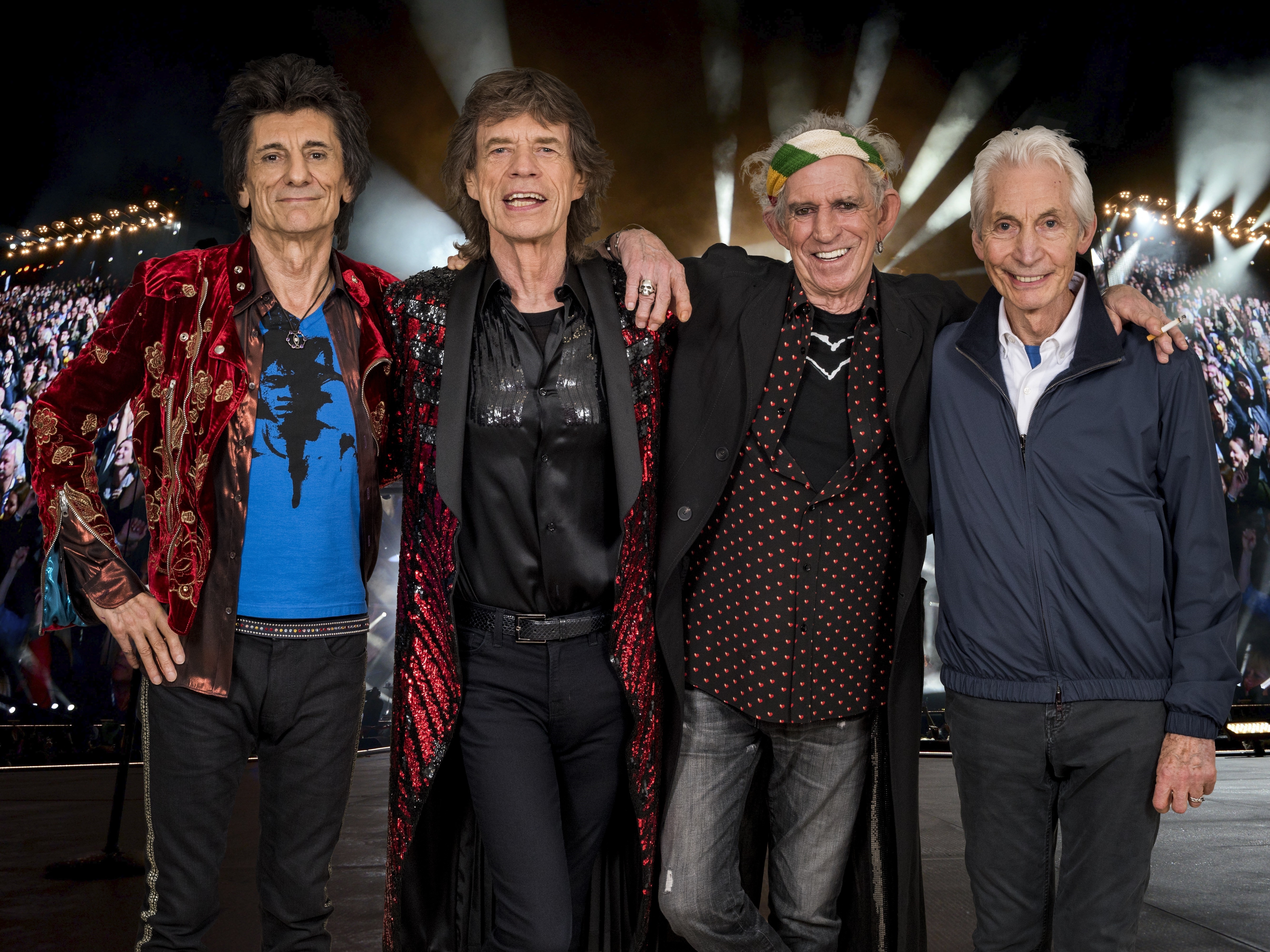 caption: The Rolling Stones. From left: Ronnie Wood, Mick Jagger, Keith Richards and Charlie Watts.