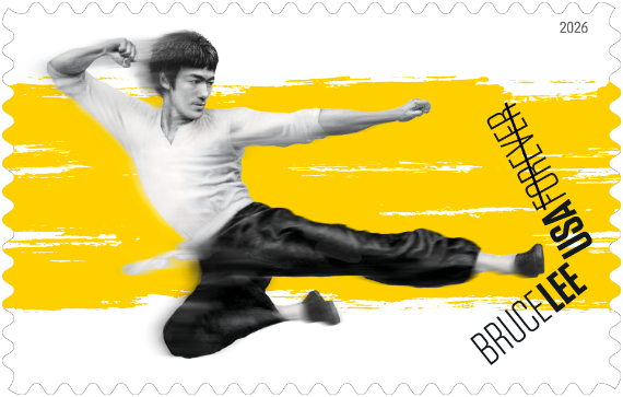 caption: A new Forever stamp honors the acclaimed martial artist Bruce Lee, a former Seattle resident.