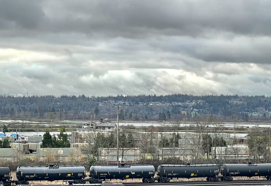 caption: Part of an oil train in Everett, Washington, on Dec. 31.