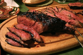 caption: London broil, a beef dish.