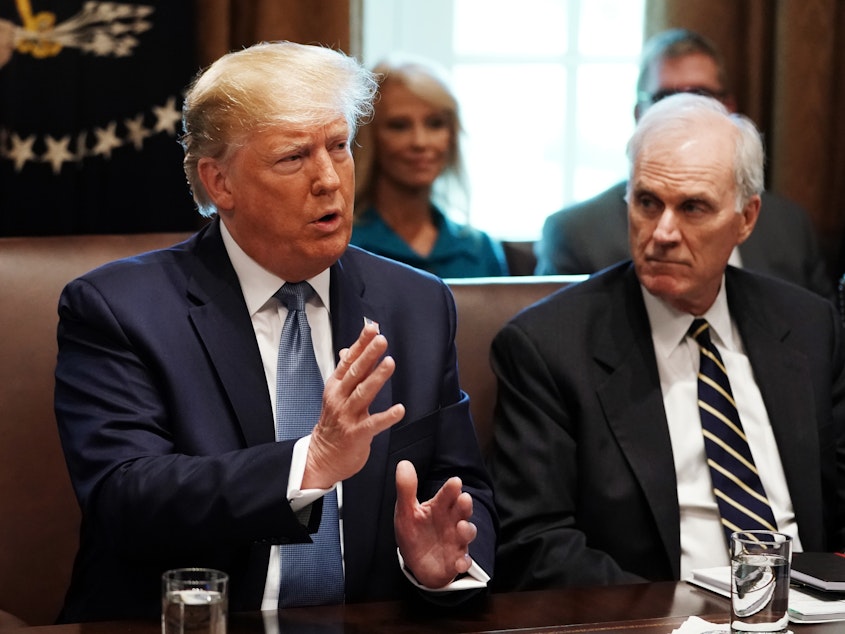 caption: President Trump at a Cabinet meeting July 16, 2019 at the White House.