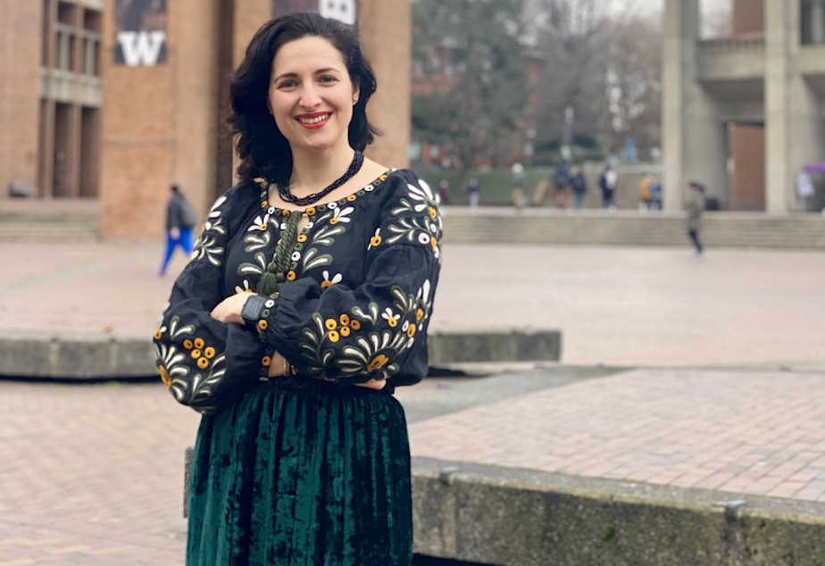 caption: Olena Bidovanets is an exchange student from Ukraine and a Fulbright scholar pursuing her Master in public health at the University of Washington. 