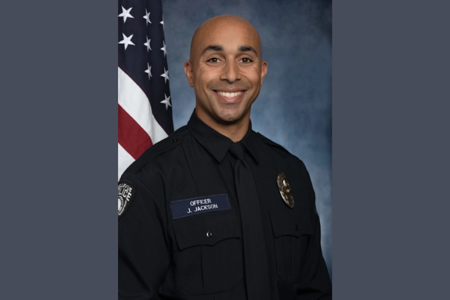 caption: Bellevue Officer Jordan Jackson died after his police motorcycle was struck by an oncoming driver, Nov. 21, 2022. The 34-year-old officer served at BPD for four years. 