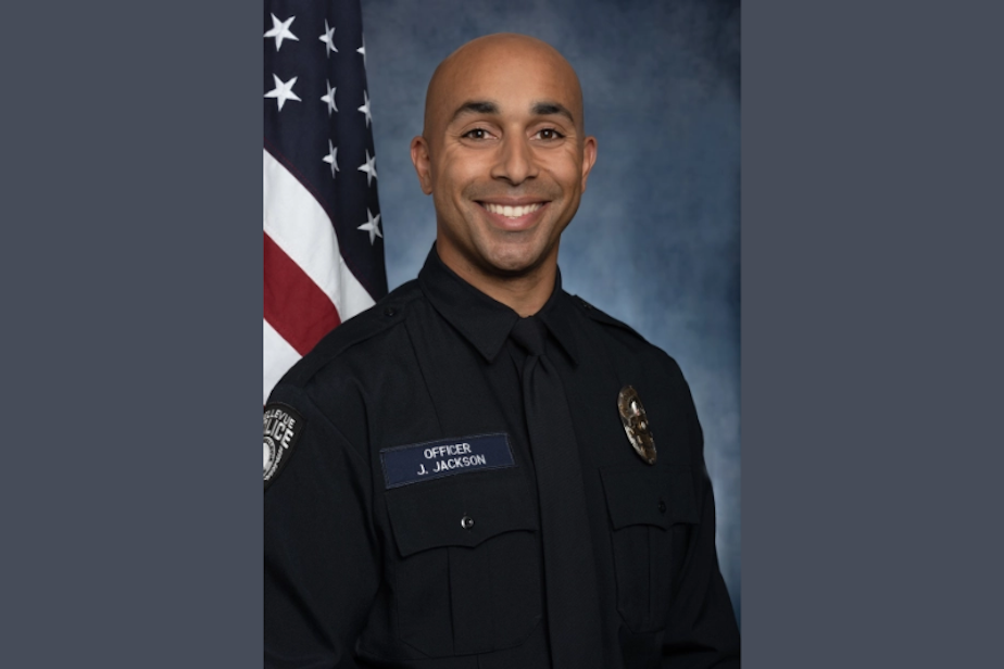 caption: Bellevue Officer Jordan Jackson died after his police motorcycle was struck by an oncoming driver, Nov. 21, 2022. The 34-year-old officer served at BPD for four years.