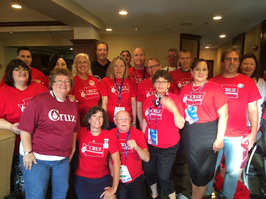caption: Washington state's Cruz supporters pose at the Republican National Convention. Reporter David Hyde said some have not transferred their allegiance to Donald Trump.