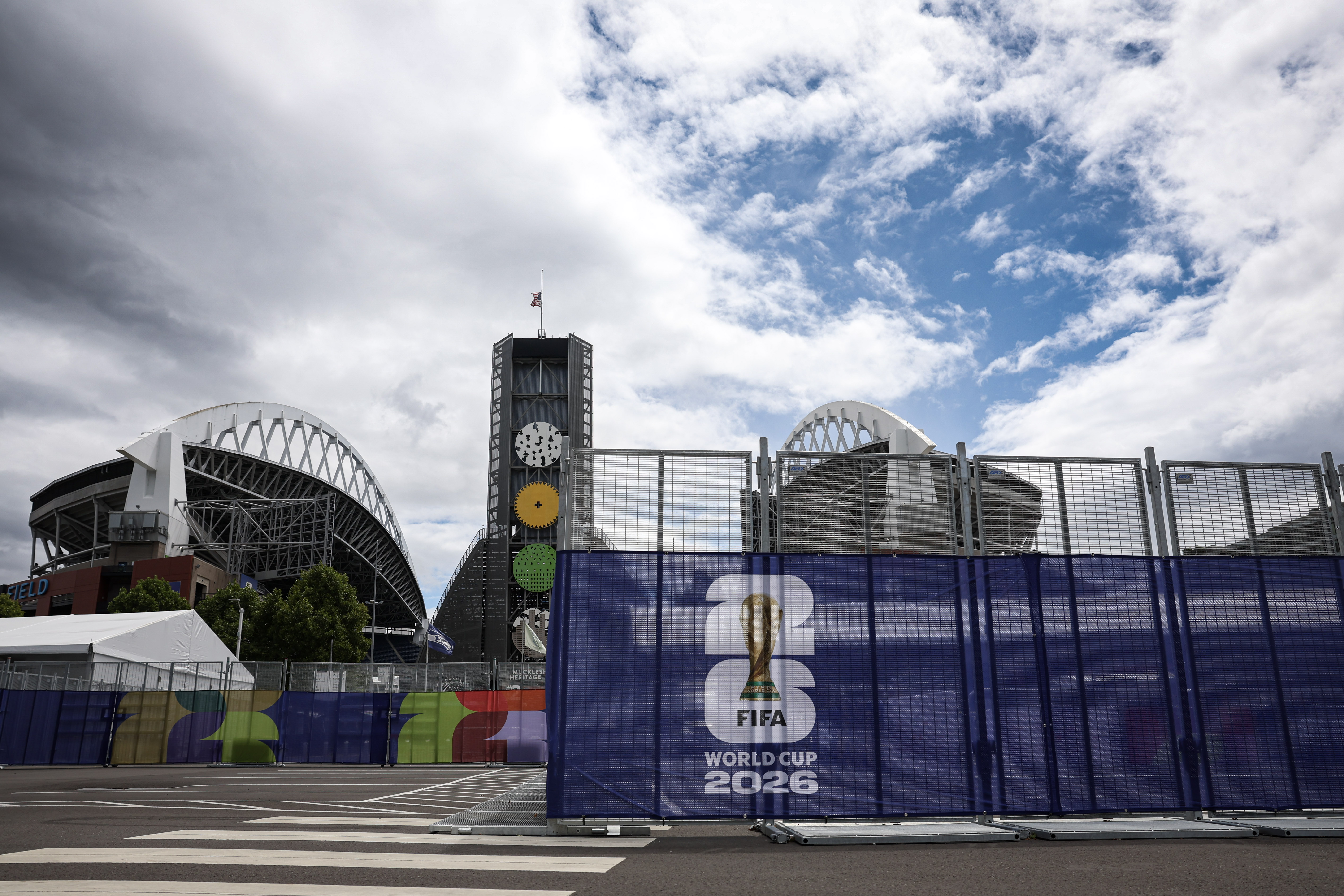 caption: View of the recently renamed 'Seattle Stadium' on June 5, 2026. Previously known as Lumen Field, the multiuse stadium changed its name for the FIFA World Cup 2026.
