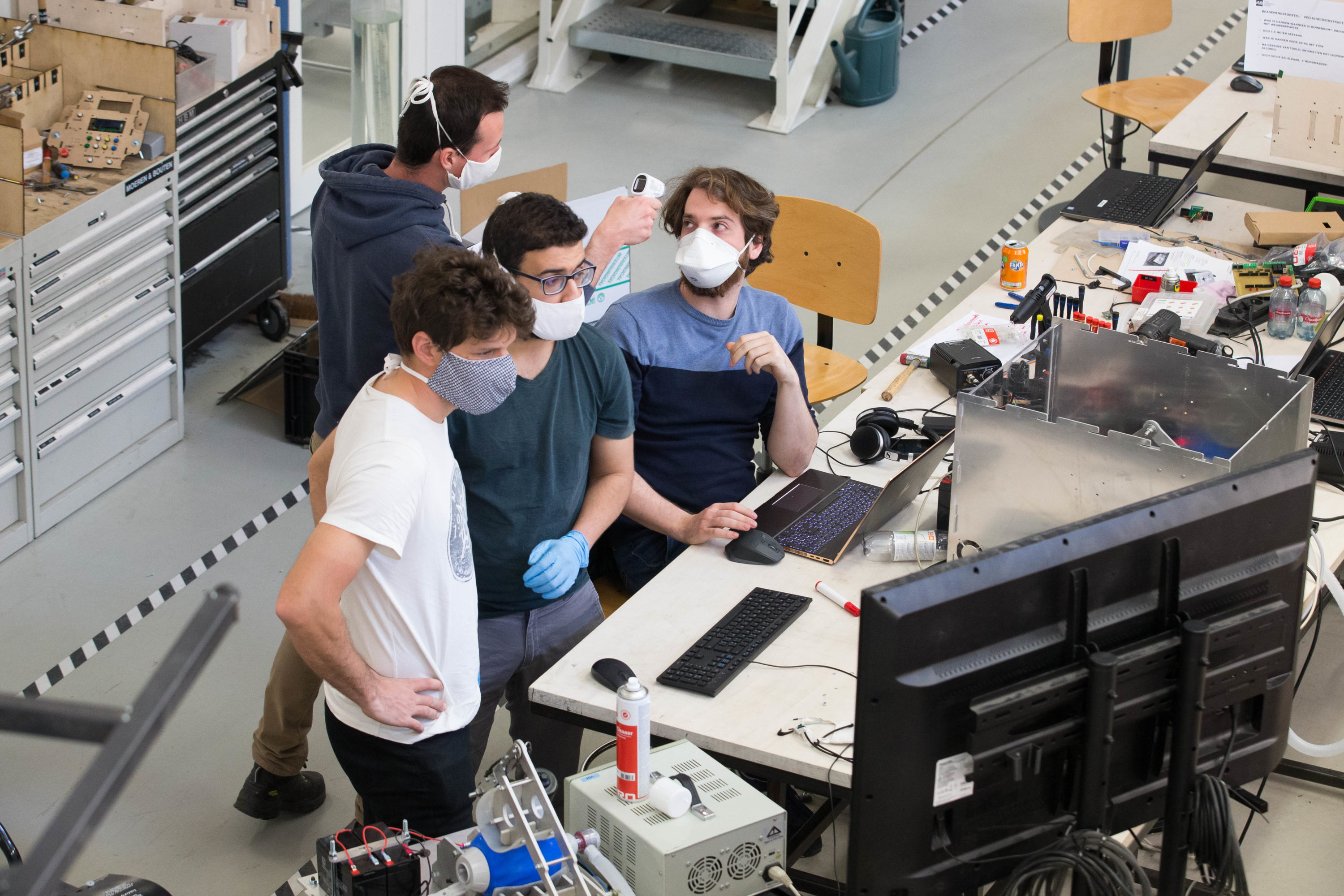 caption: Illustration picture shows the VUB FabLab which is working on a prototype of a ventilator to help in the Coronavirus crisis, Tuesday 07 April 2020. (NICOLAS MAETERLINCK/BELGA MAG/AFP via Getty Images)