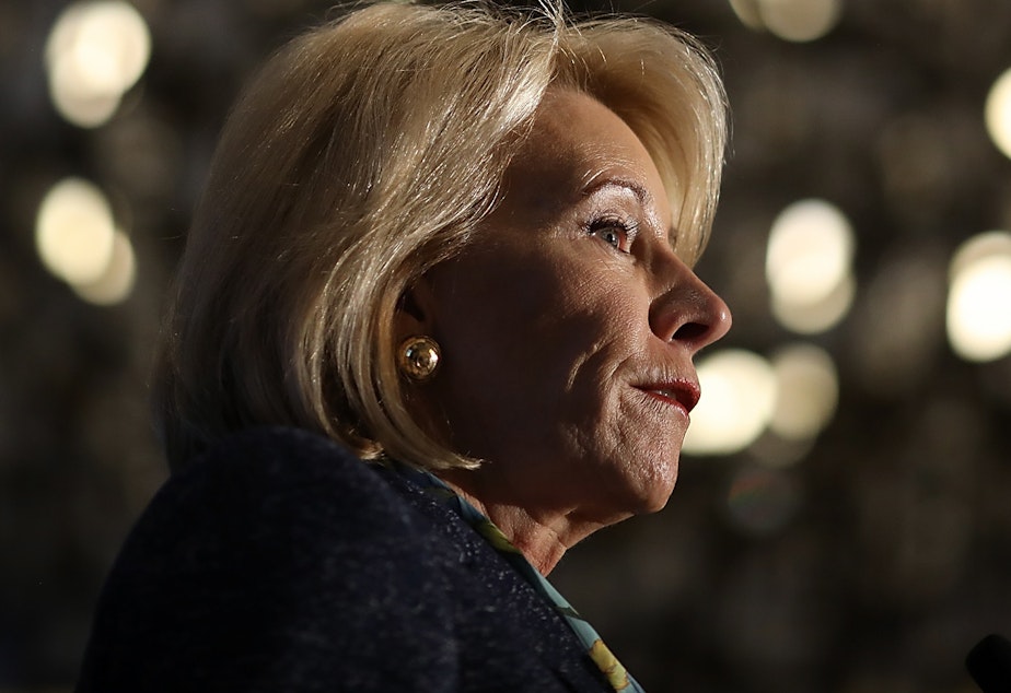 caption: U.S. Education Secretary Betsy DeVos
