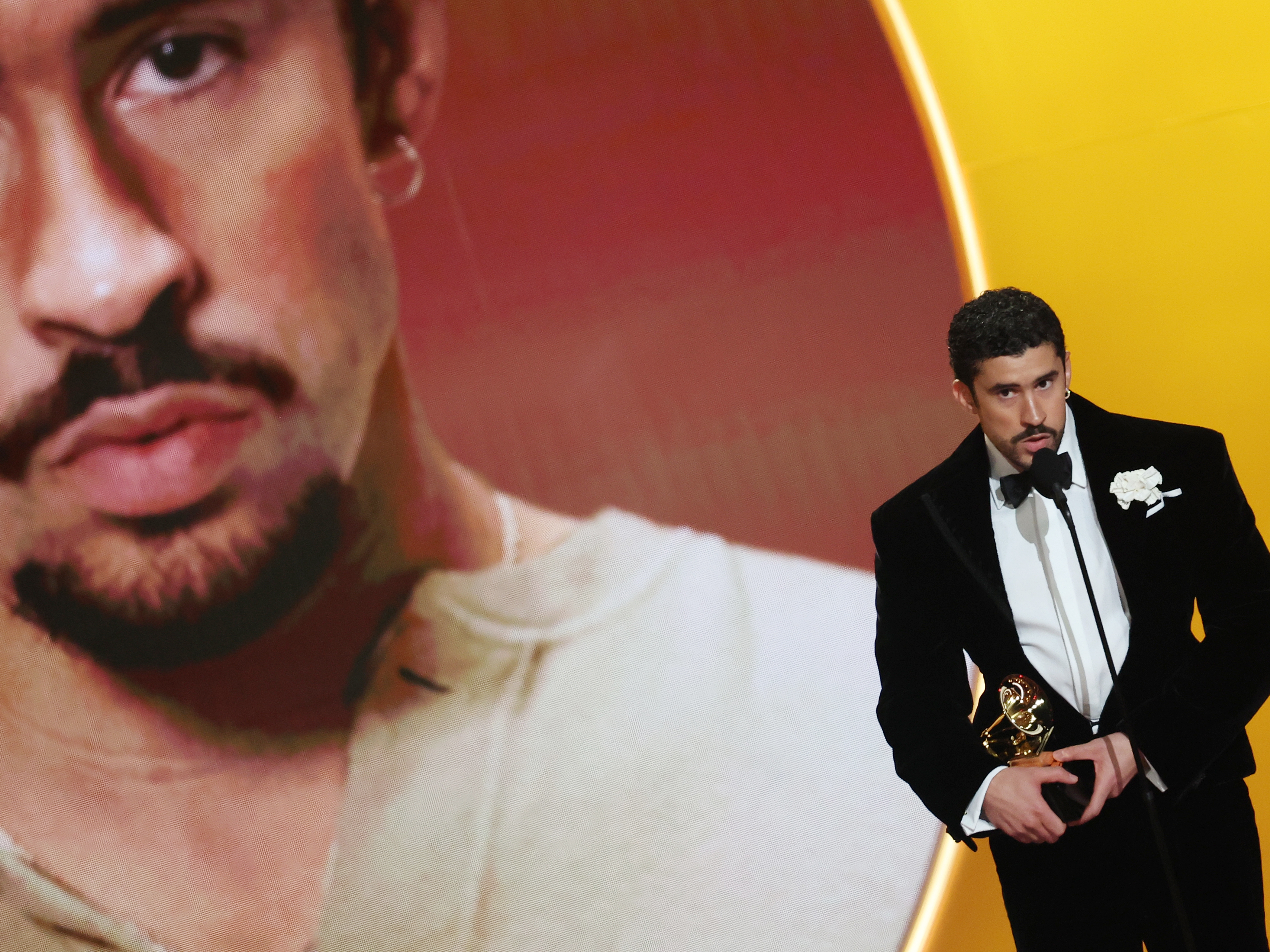 caption: Bad Bunny took home album of the year at the 2026 Grammys.