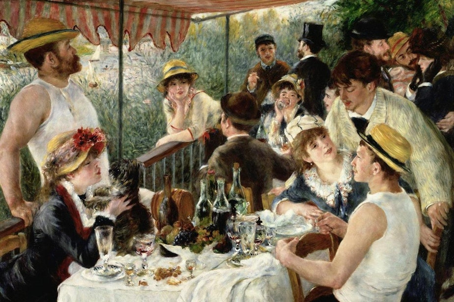 caption: Pierre-Auguste Renoir's "The Luncheon of the Boating Party," finished in 1881. Renoir was a founder of the impressionist painting movement but moved on to other styles.