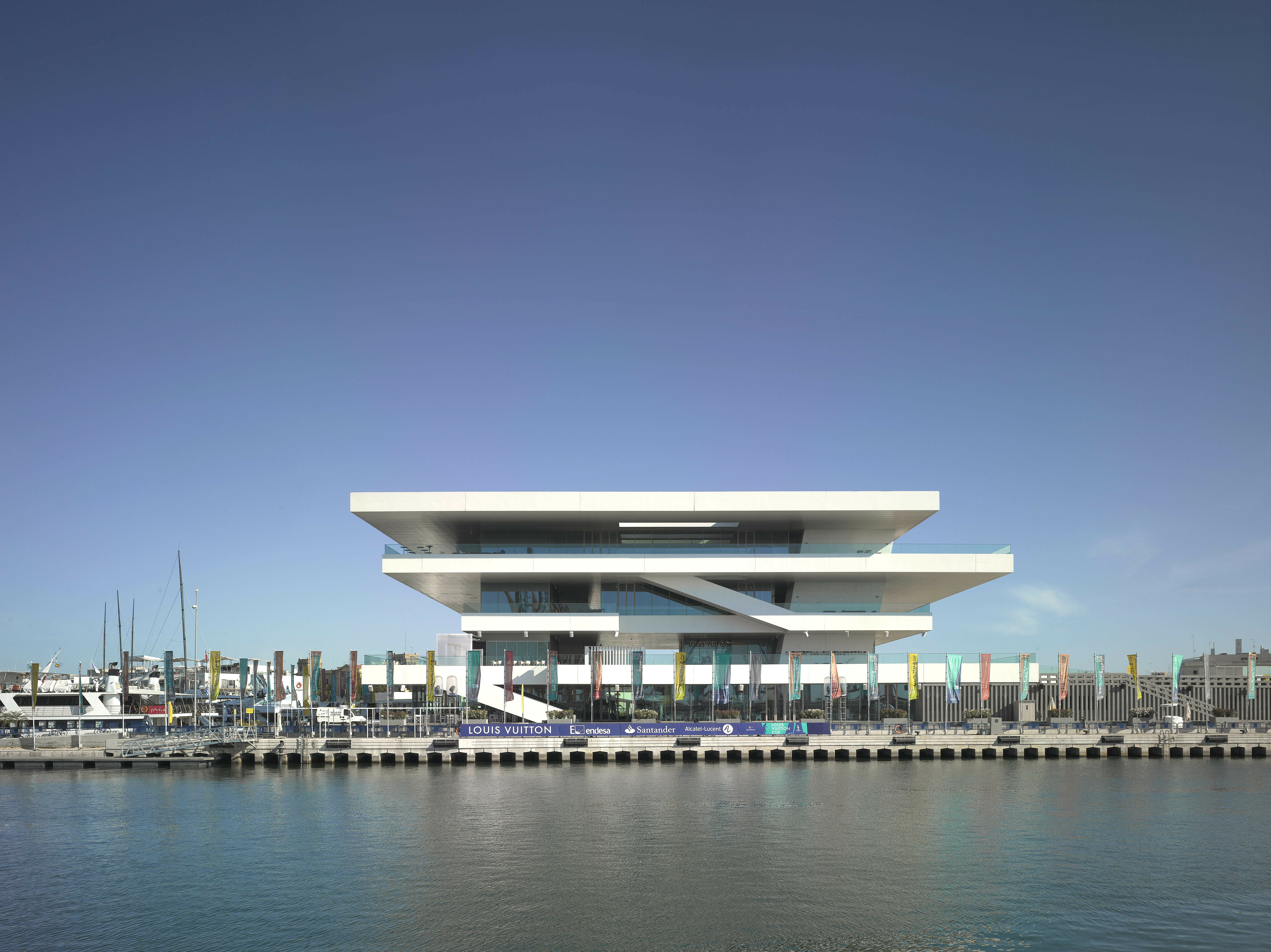 caption: America's Cup Building — or the "Veles e Vents" building — in Valencia, Spain, was completed in 11 months to host the America's Cup sailing competition in 2007.