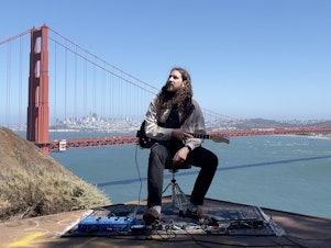 caption: Nate Mercereau decided to make music using the sound of wind traveling through the Golden Gate Bridge.