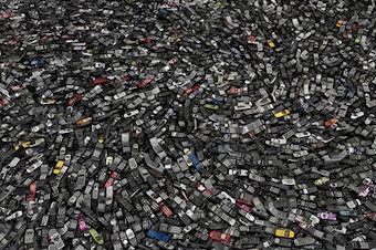 caption: Cell phones #2, Atlanta 2005, by Chris Jordan. From Intolerable Beauty: Portraits of American Mass Consumption (2003 - 2005)
