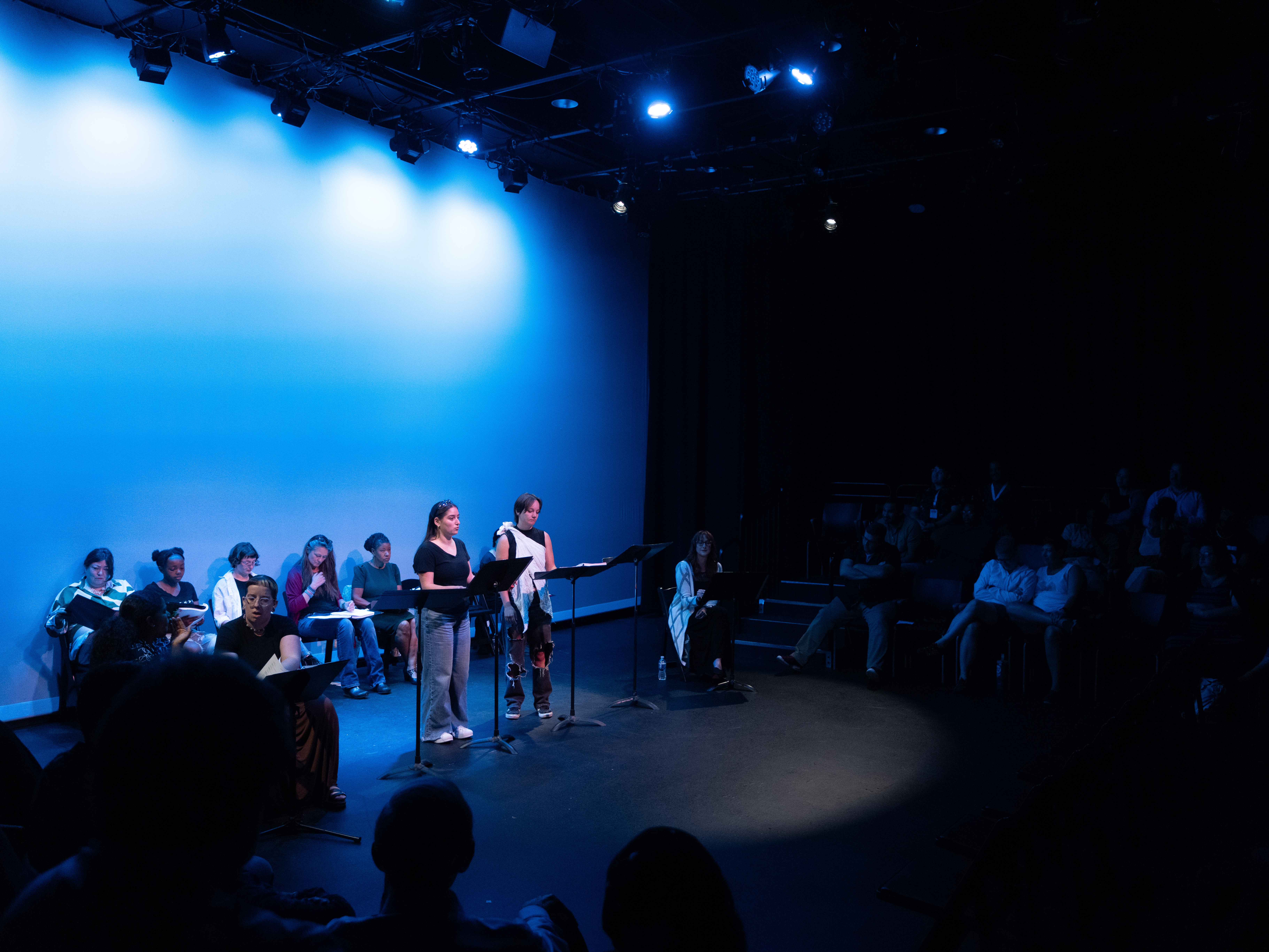 caption: The New Harmony Project's PlayFest Indy reading of <em>Wet</em> by Aurora Real de Asua in September, 2024. The New Harmony Project has received multiple NEA grants over the years.<br><br> <br>