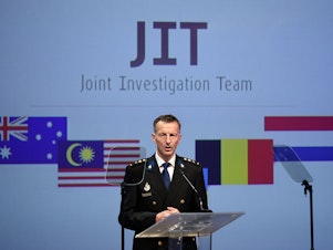 caption: Dutch National Police chief Wilbert Paulissen speaks Wednesday at a news conference in the Netherlands. International investigators accused four people of being involved in the downing of Malaysia Airlines Flight 17 in eastern Ukraine.