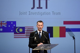 caption: Dutch National Police chief Wilbert Paulissen speaks Wednesday at a news conference in the Netherlands. International investigators accused four people of being involved in the downing of Malaysia Airlines Flight 17 in eastern Ukraine.