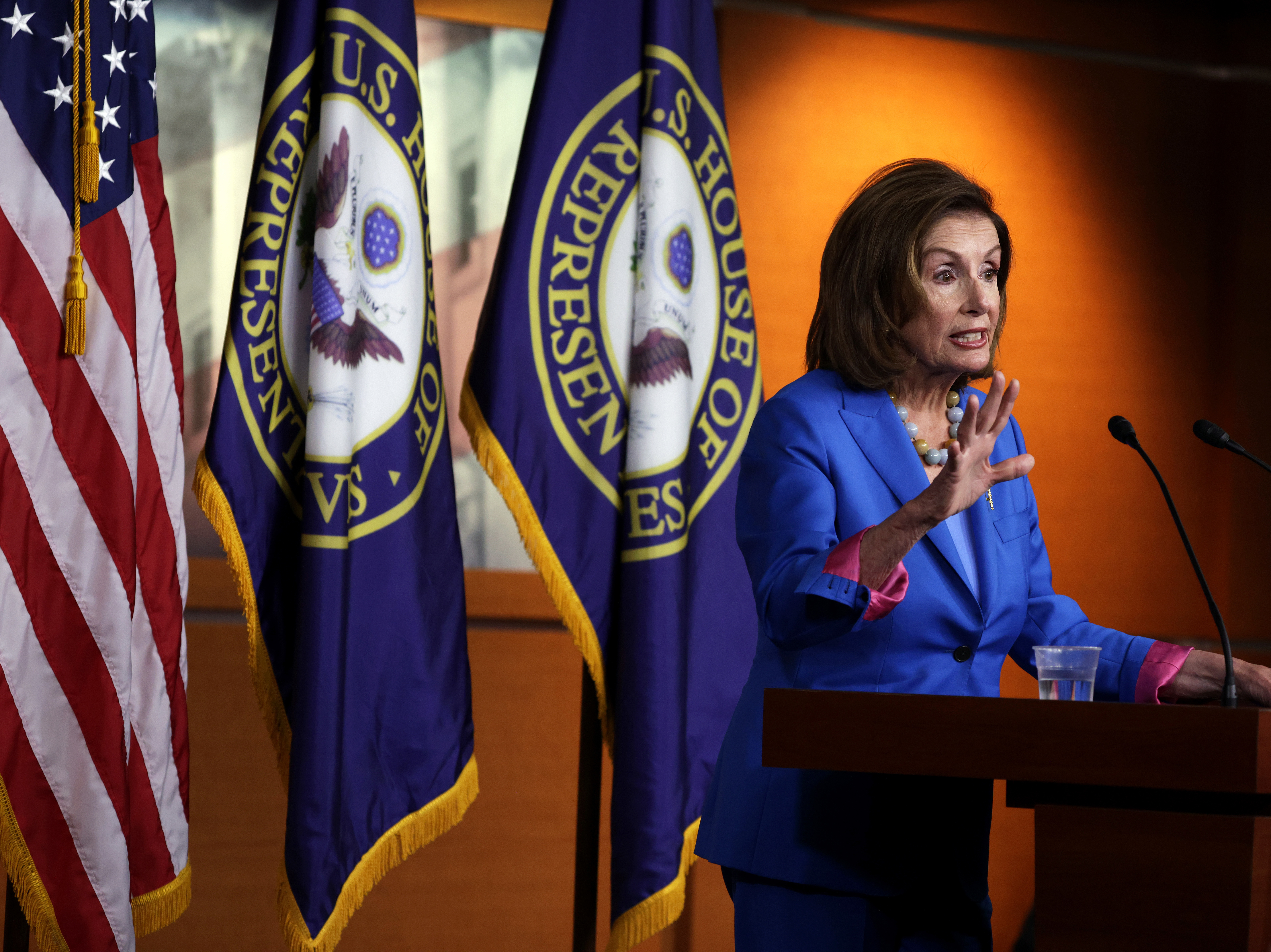 caption: House Speaker Nancy Pelosi, D-Calif., has expressed confidence that both key pieces of President Biden's domestic agenda — a bipartisan infrastructure bill and a broader spending package — would ultimately be approved by Congress.