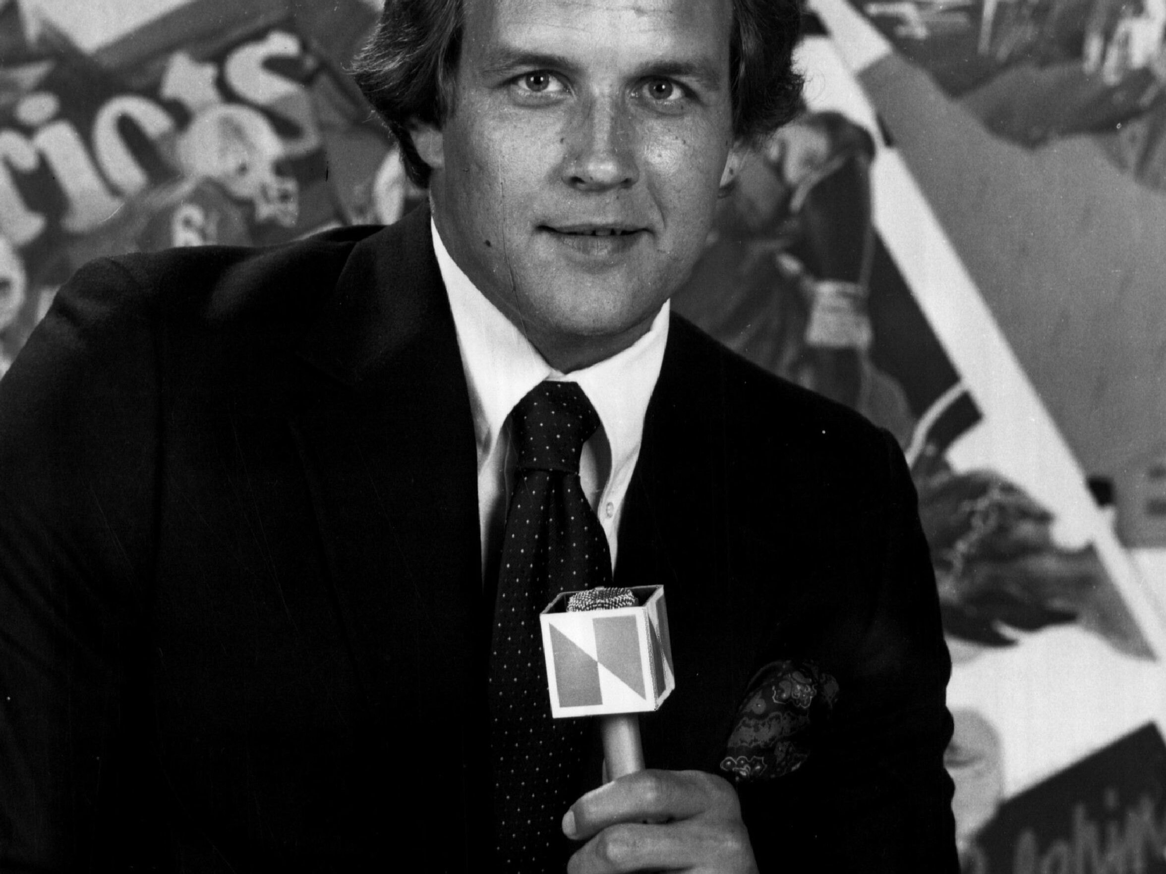 caption: Announcer Bob Trumpy circa 1981.