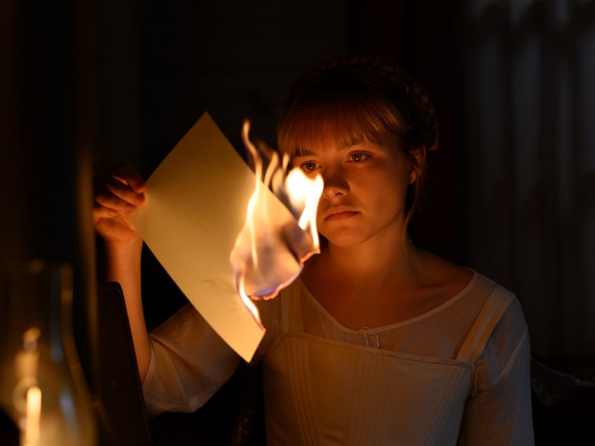 caption: Amy has long been vilified for burning one of Jo's manuscripts. But Greta Gerwig's adaptation of <em>Little Women </em>takes a more nuanced look at the youngest March sister, played here by Florence Pugh.