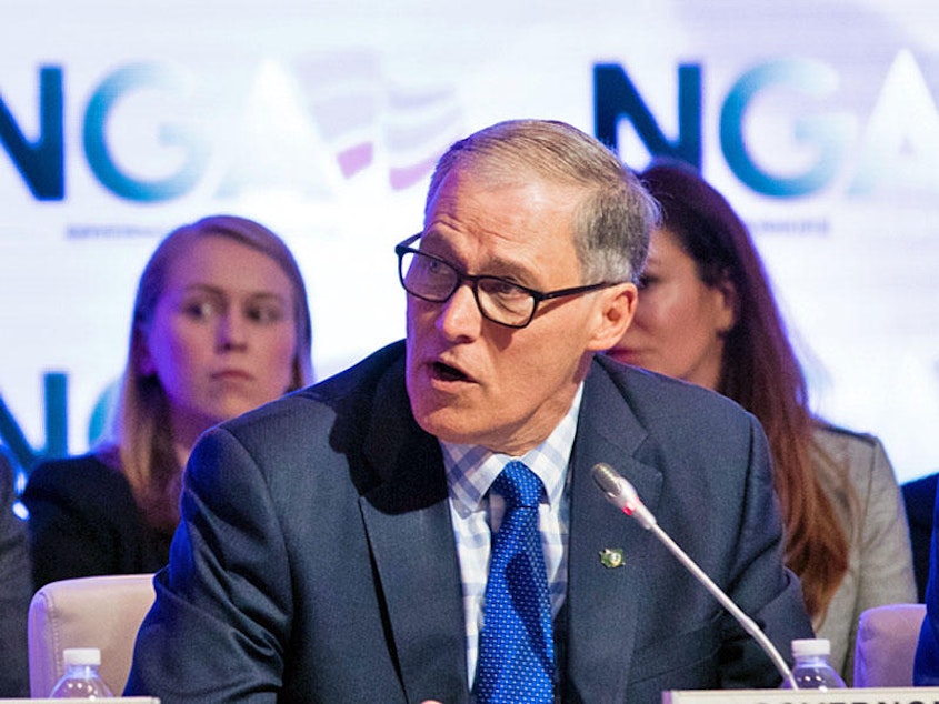 caption: Washington Gov. Jay Inslee has reported raising $112,000 for a federal PAC that will allow him to explore running for president.