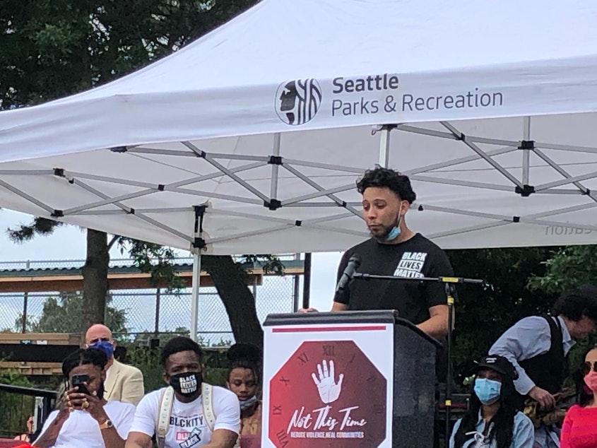 caption: Zaheed Lynch works with at-risk youth at Community Passageways. He says people support de-funding the police "not because we want crime, but because we want a system that protects us."