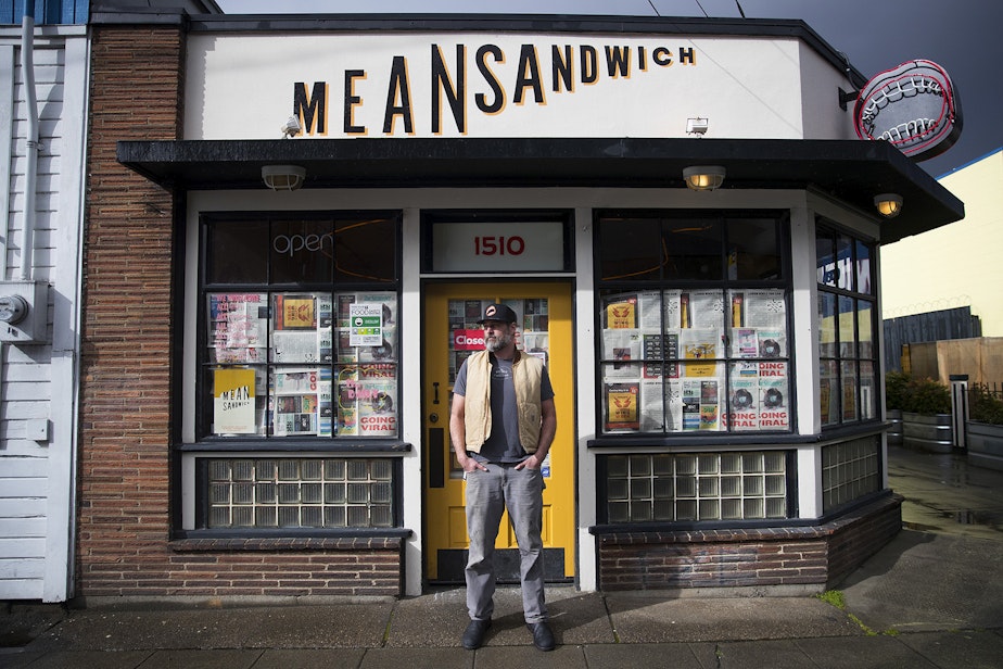 caption: Dan Crookston is the owner of Mean Sandwich in Ballard. 