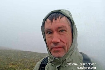 caption: A livestream set up by Explore.org in the Katmai National Park for bear enthusiasts captured a missing hiker pleading for help on Sept. 5.