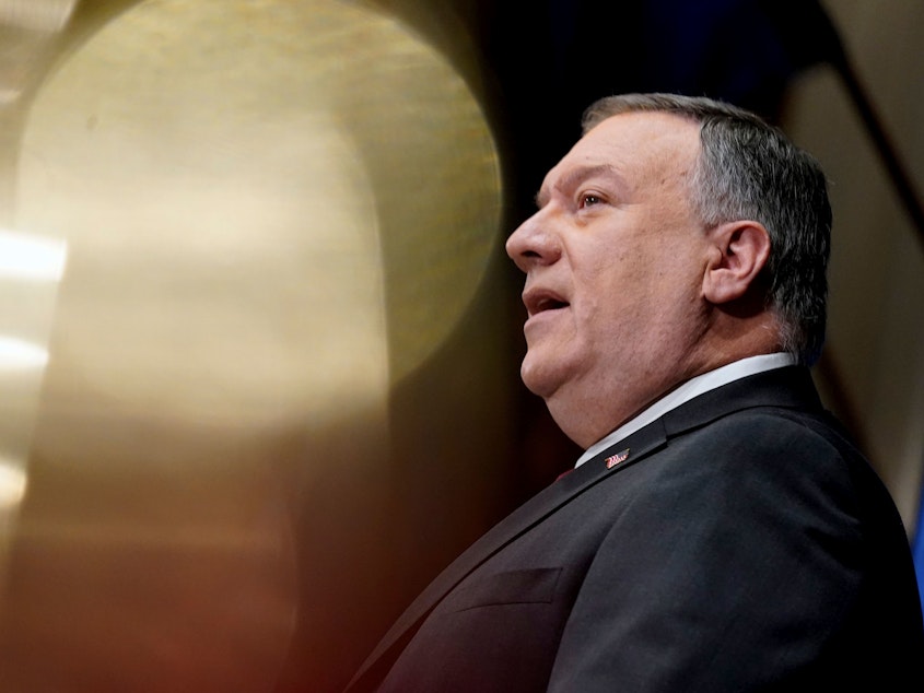 caption: US Secretary of State Mike Pompeo earlier this week in Washington, D.C.