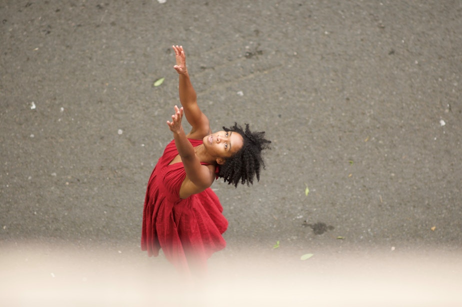 caption: Nia-Amina Minor in "Musings," created with Amanda Morgan for Seattle Dance Collective, 2020