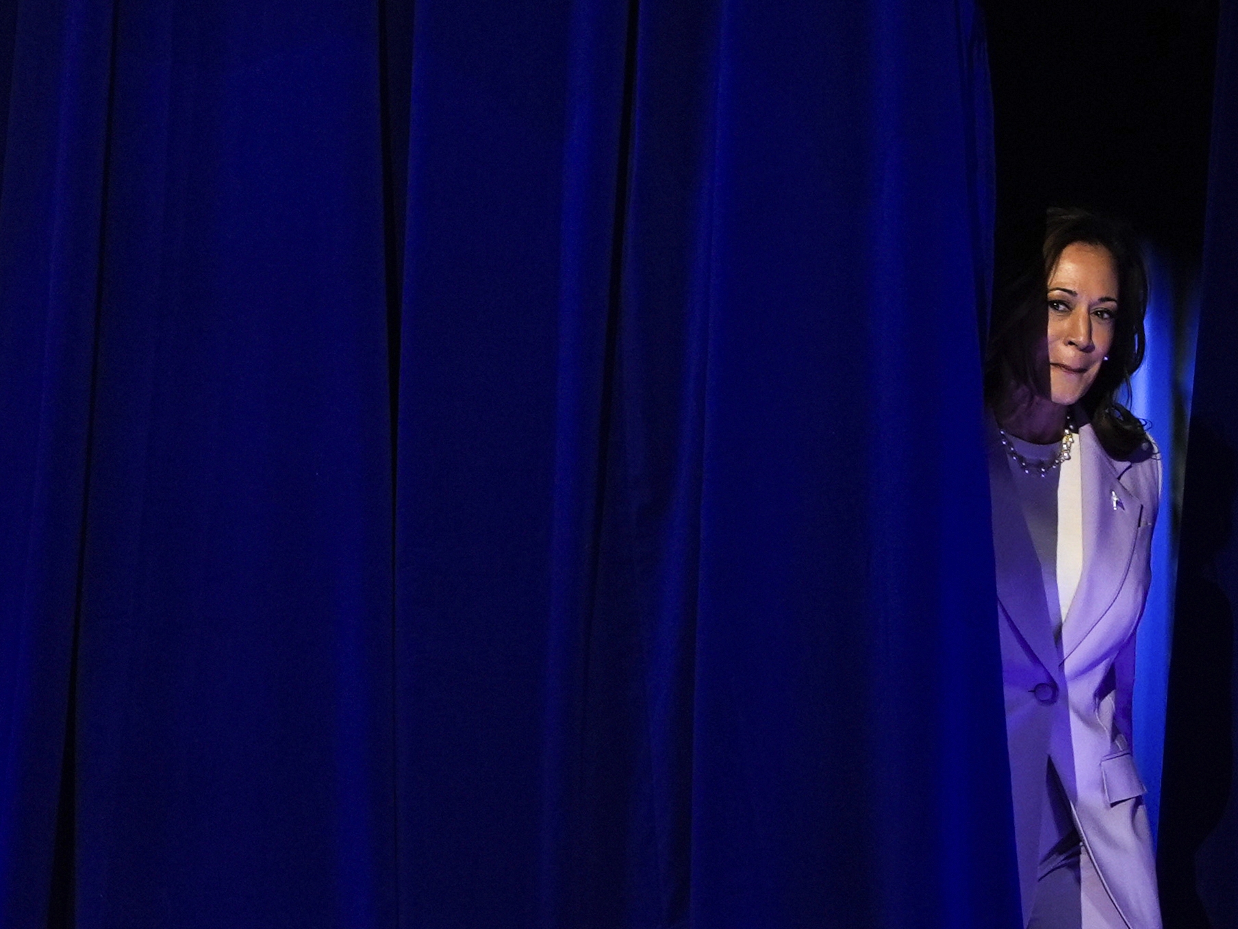 caption: Democratic presidential nominee Vice President Harris arrives to speak at a campaign rally on Aug. 10, 2024, in Las Vegas.
