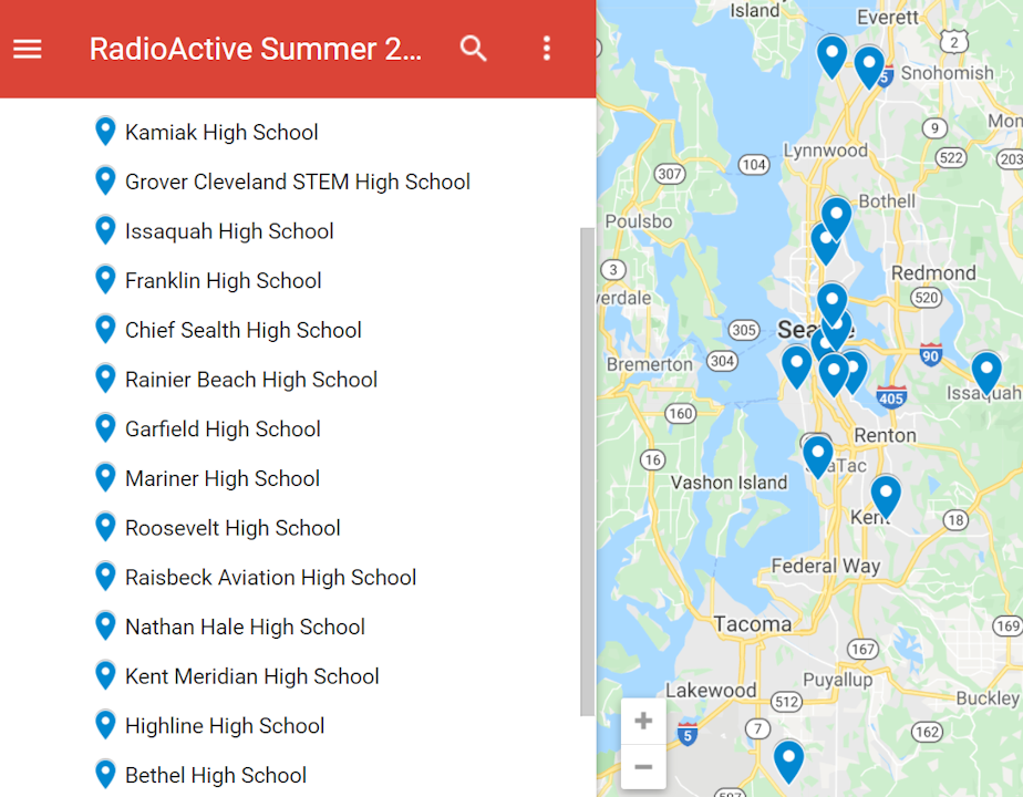 caption: The summer 2021 youth producers represent 14 Seattle-area high schools from Spanaway to Everett.