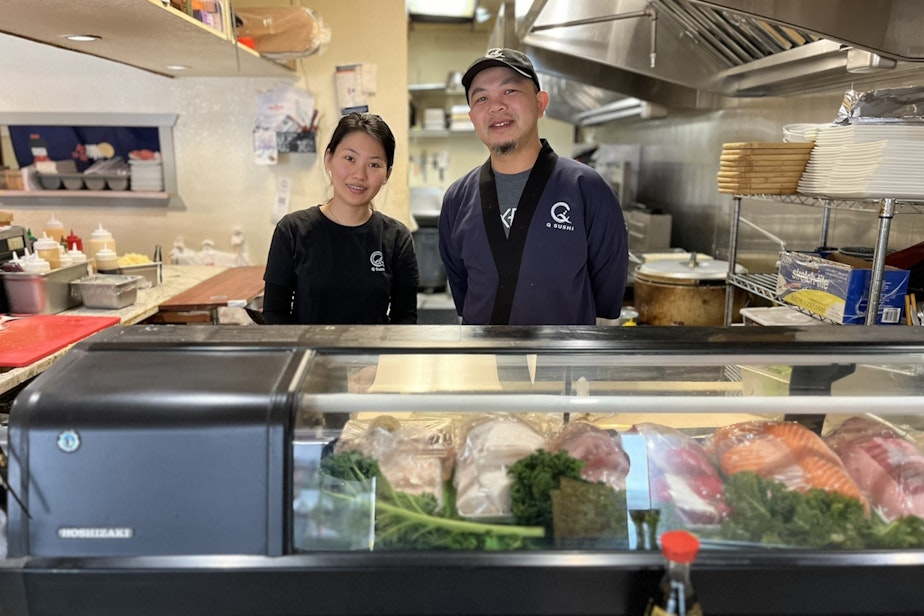 caption: Cecelia Zhao and Kenny Ma of Q Sushi Bar and Kitchen in Lynnwood.
