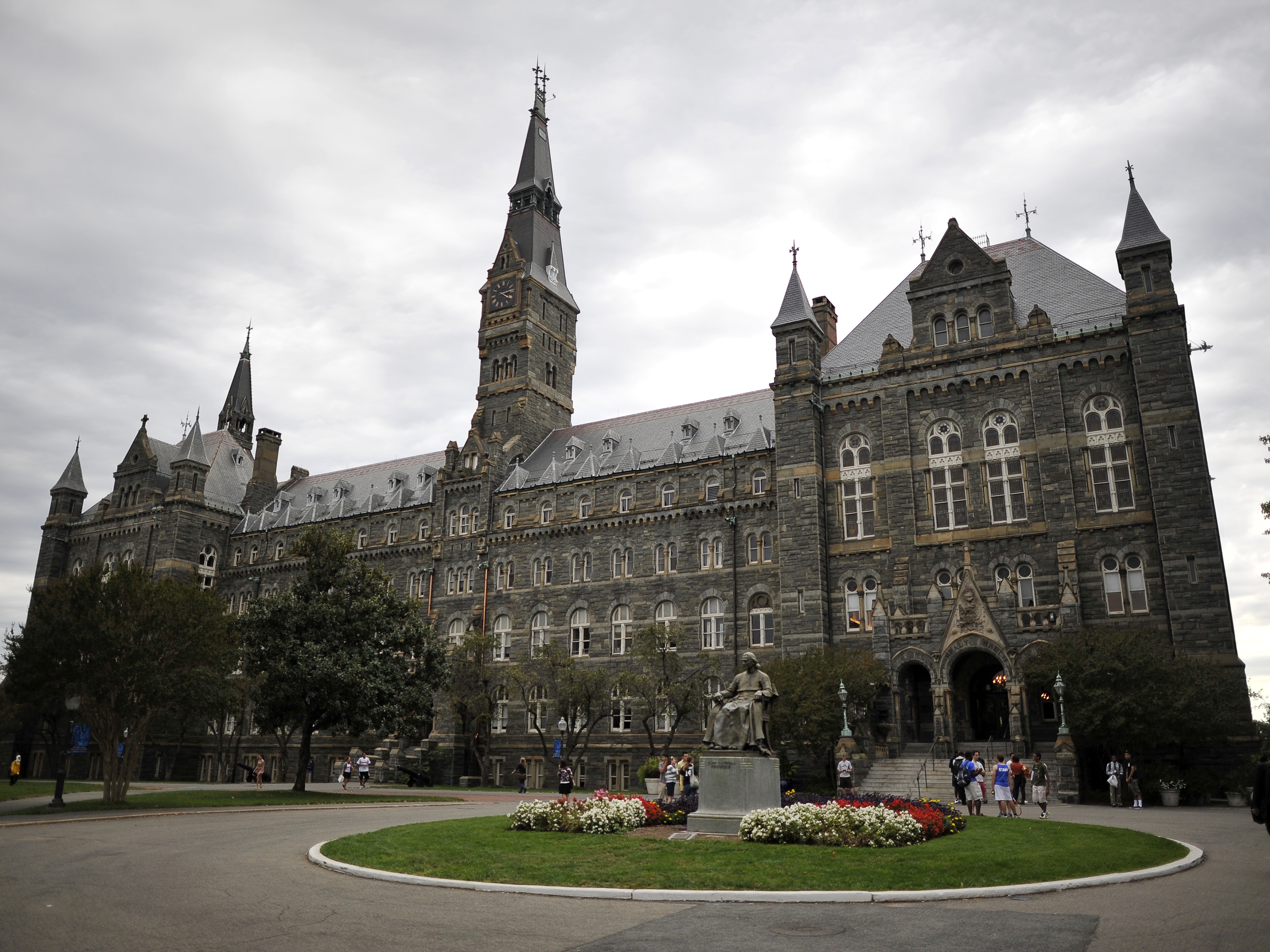 caption: Healy Hall, the flagship building of Georgetown University's main campus in Washington, D.C., is seen in 2011.