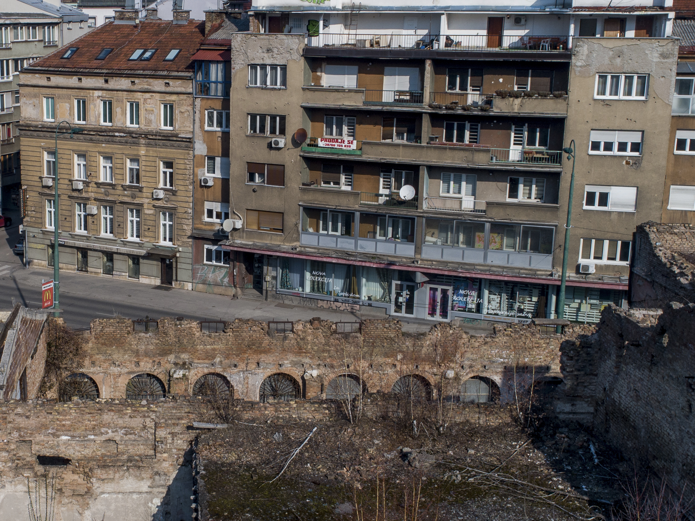 caption: A view of a former power plant damaged during the Bosnian war in the capital Sarajevo, Bosnia, Friday, March 4, 2022.