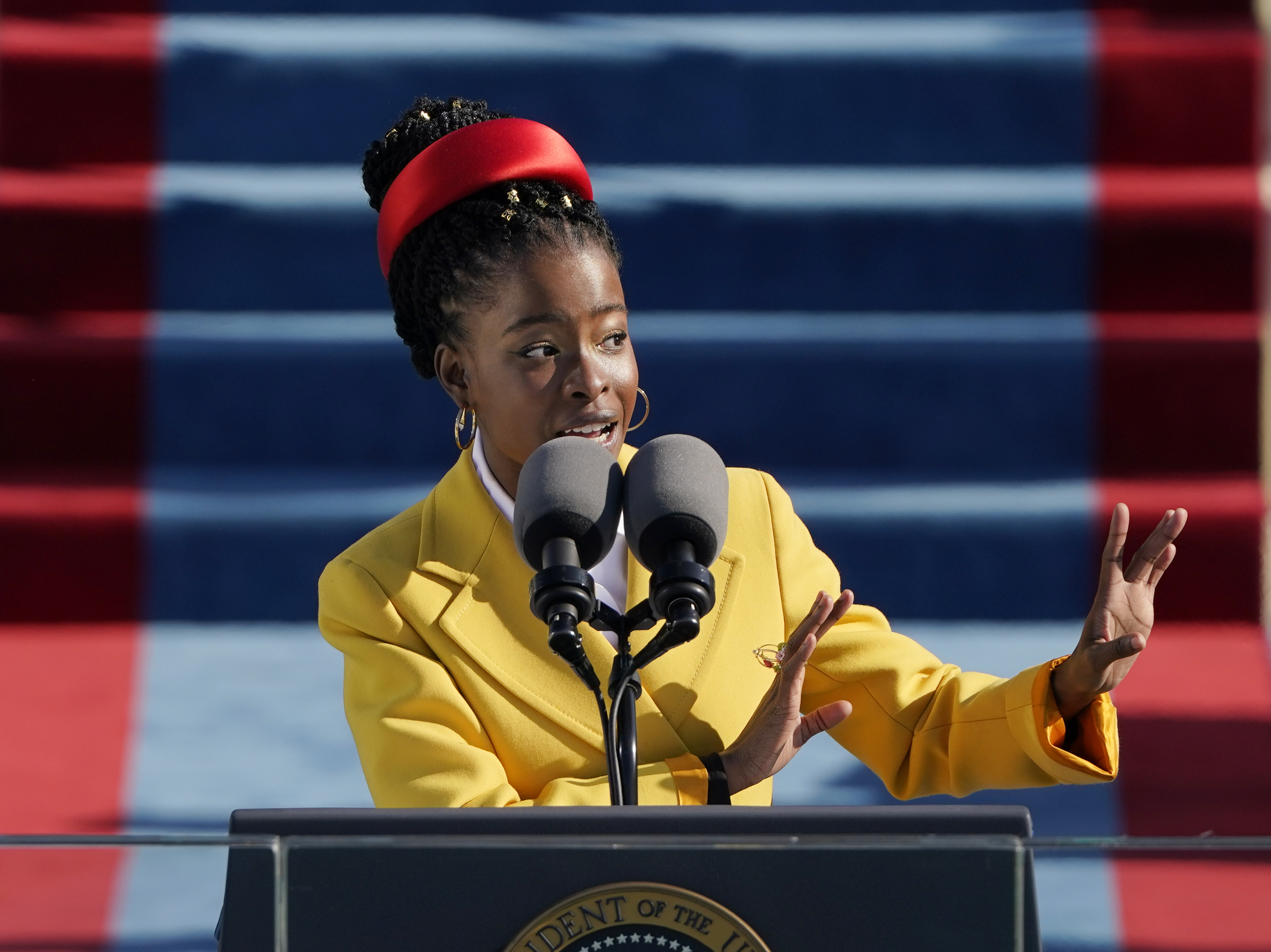 caption: Amanda Gorman, the country's first National Youth Poet Laureate, recited her poetry at President Biden's inauguration on Jan. 20.