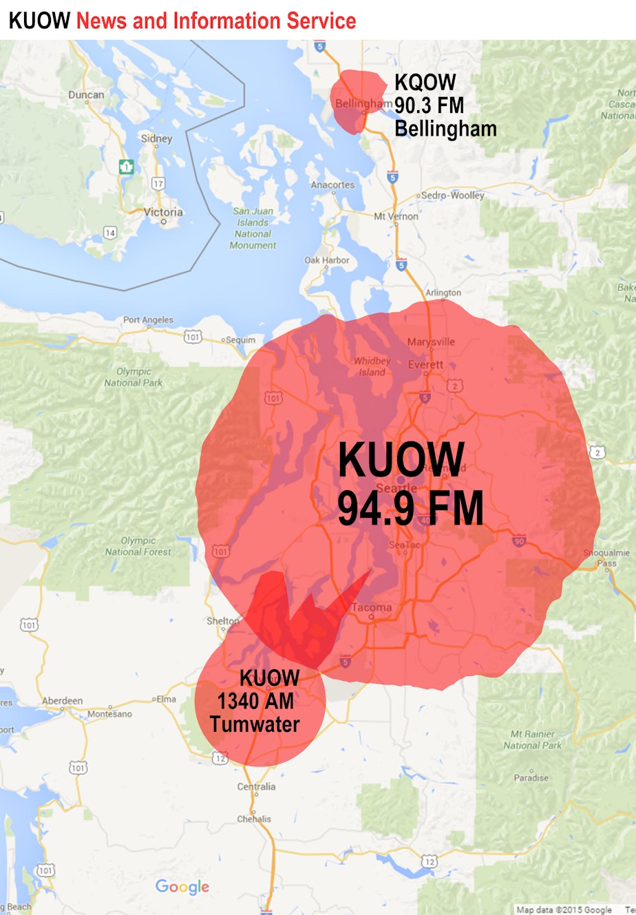 KUOW coverage map