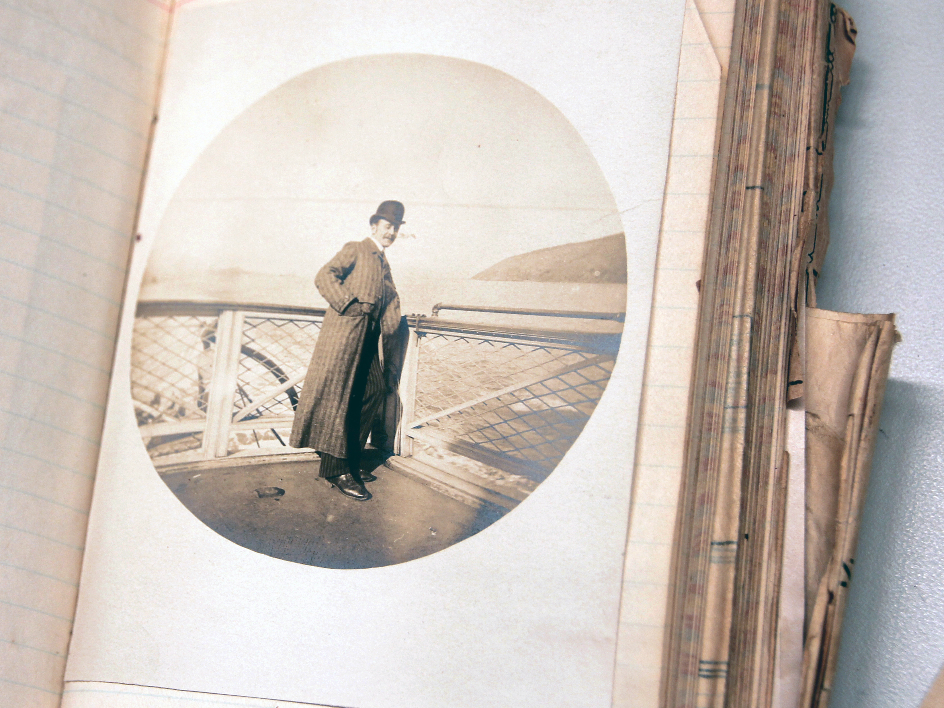 caption: A photo of Lionel Mapleson, pasted in one of his journals.