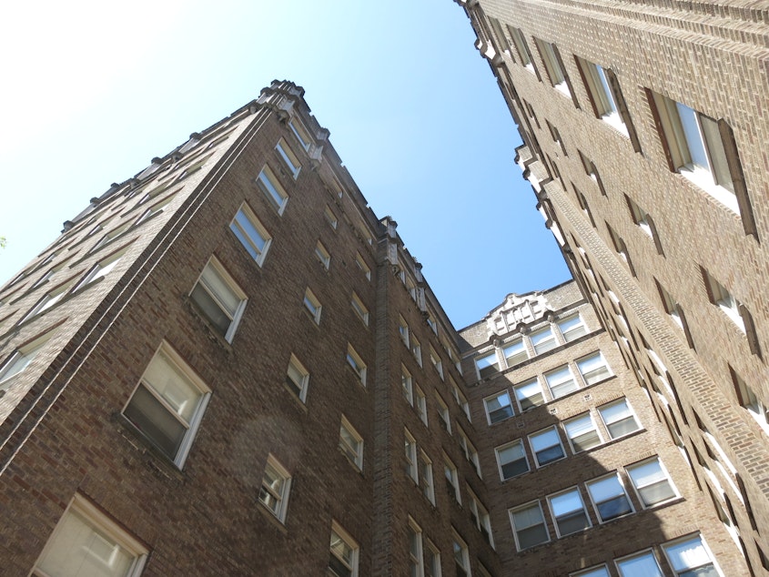 caption: Apartment buildings in the University District, Seattle.