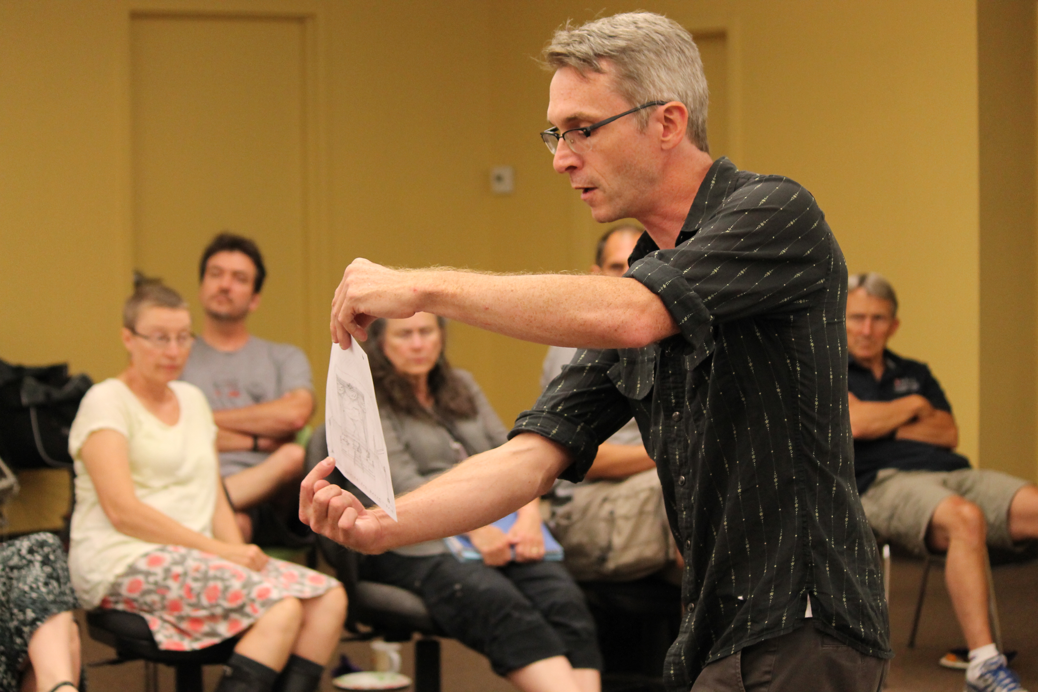caption: Seattle Shakespeare Company Artistic Director George Mount in 'Waiting for Godot' rehearsal.