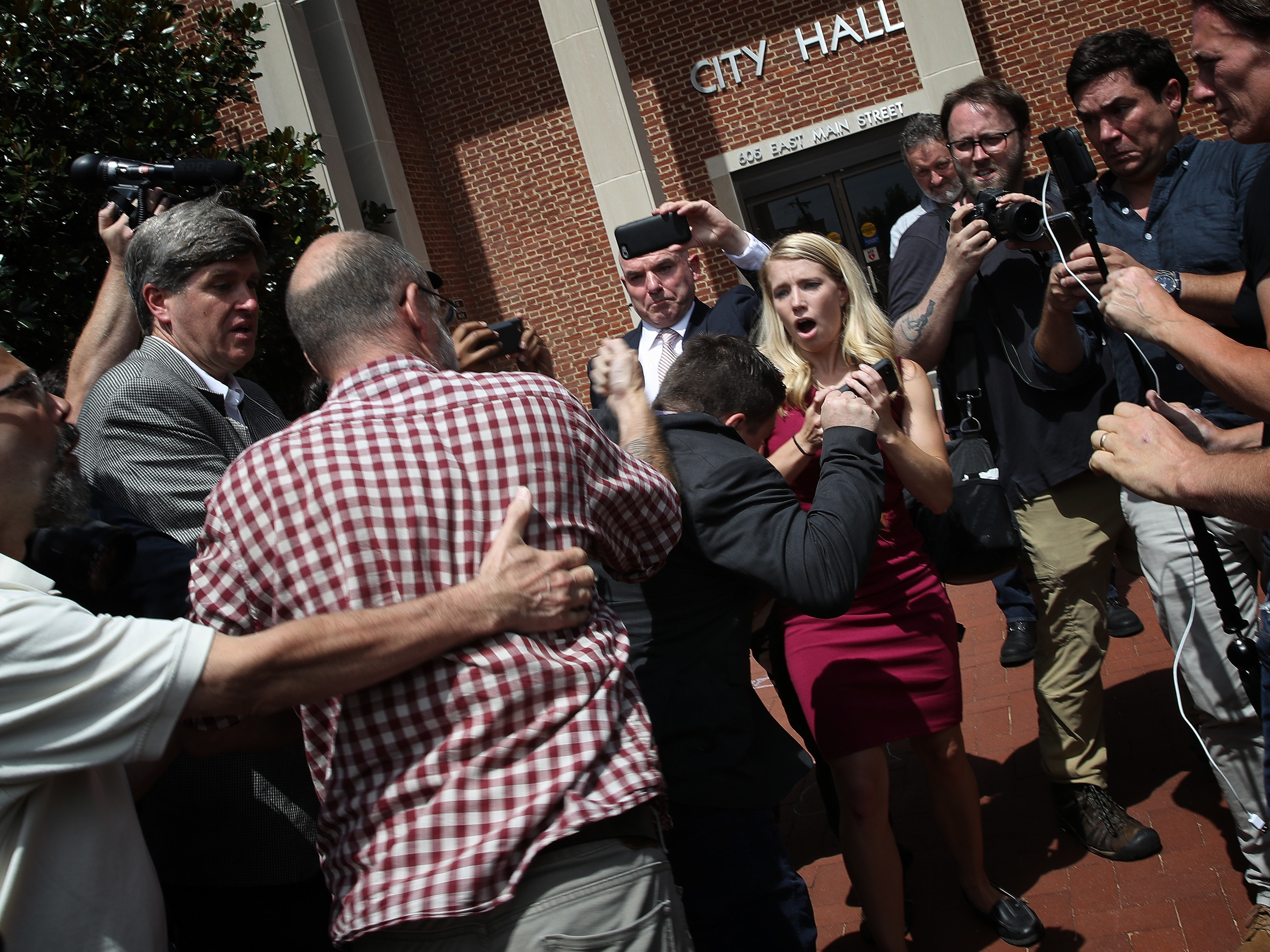 caption: Prosecutors and a local TV station identified Jeffrey Winder as the man who threw a punch at Jason Kessler, organizer of the 2017 "Unite the Right" rally in Charlottesville, Va.