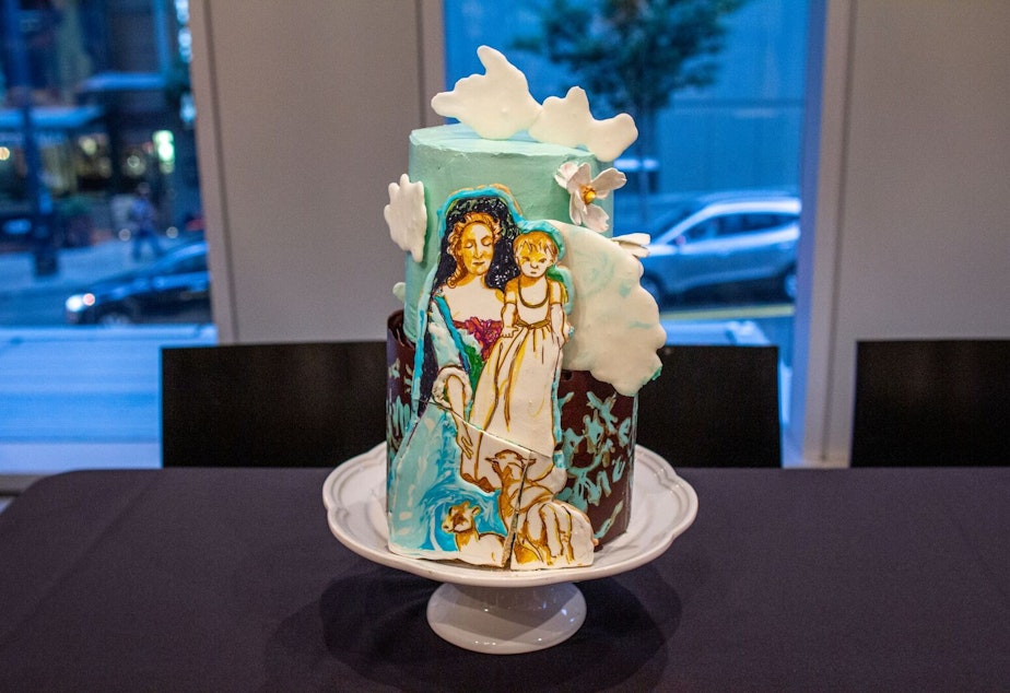 caption: Jan Smail's winning entry in the Seattle Art Museum's The Great Victorian Radicals Bake Off.